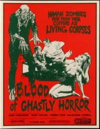 6p465 BLOOD OF GHASTLY HORROR pressbook R84 human zombies rise from coffins as living corpses!