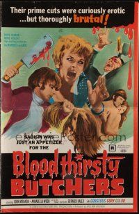 6p466 BLOODTHIRSTY BUTCHERS pressbook '69 William Mishkin, prime cuts were erotic but brutal!