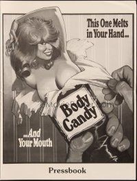 6p469 BODY CANDY pressbook '80 this one melts in your hand AND your mouth, great sexy art!