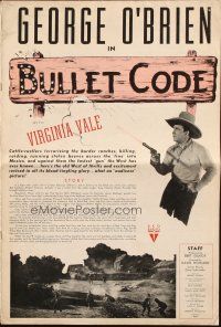 6p481 BULLET CODE pressbook '40 great close up art of cowboy George O'Brien & pretty Virginia Vale!