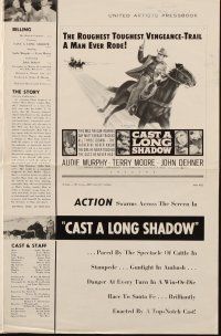 6p490 CAST A LONG SHADOW pressbook '59 Audie Murphy, roughest vengeance-trail a man ever rode!