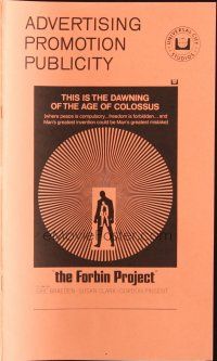6p500 COLOSSUS: THE FORBIN PROJECT pressbook '70 cool alternate title & different artwork!