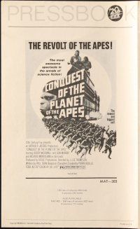 6p503 CONQUEST OF THE PLANET OF THE APES pressbook '72 Roddy McDowall, the revolt of the apes!