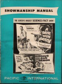 6p516 DATE WITH DEATH/HIDEOUS SUN DEMON pressbook '69 the screen's biggest science-fact show!