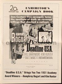6p519 DEADLINE-U.S.A. pressbook '52 newspaper editor Humphrey Bogart, best journalism movie ever!