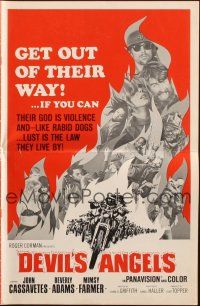 6p528 DEVIL'S ANGELS pressbook'67 Corman, Cassavetes, their god is violence, lust law they live by