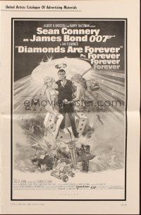 6p532 DIAMONDS ARE FOREVER pressbook '71 art of Sean Connery as James Bond by Robert McGinnis!