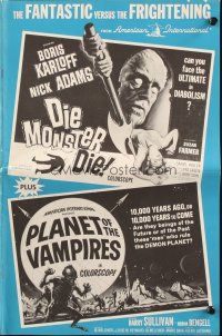 6p534 DIE MONSTER DIE/PLANET OF THE VAMPIRES pressbook '65 sci-fi horror double-bill!