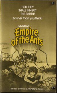 6p552 EMPIRE OF THE ANTS pressbook '77 H.G. Wells, great Drew Struzan art of monster attacking!