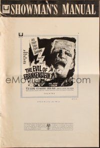 6p558 EVIL OF FRANKENSTEIN pressbook '64 Peter Cushing, Hammer, he's back and no one can stop him!