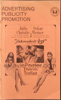 6p562 FAHRENHEIT 451 pressbook '67 Francois Truffaut, Julie Christie, Oskar Werner, Ray Bradbury!