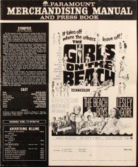 6p605 GIRLS ON THE BEACH pressbook '65 Beach Boys, Lesley Gore, LOTS of sexy babes in bikinis!
