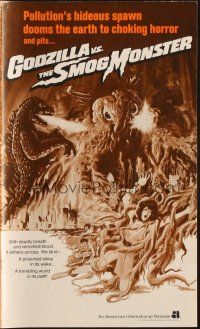 6p610 GODZILLA VS. THE SMOG MONSTER pressbook '72 Gojira tai Hedora, Japanese sci-fi, cool art!