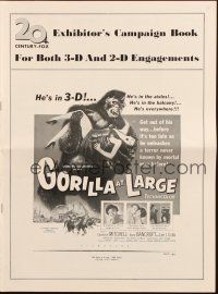 6p613 GORILLA AT LARGE pressbook '54 ape holding sexy Anne Bancroft, for both 2-D & 3-D release!
