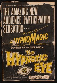 6p637 HYPNOTIC EYE pressbook '60 Jacques Bergerac, cool hypnosis images, stare if you dare!