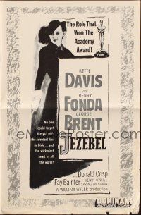 6p651 JEZEBEL pressbook R56 Bette Davis in the role that won the Academy Award, William Wyler!