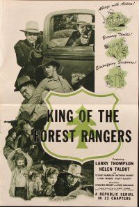 6p660 KING OF THE FOREST RANGERS pressbook '46 Larry Thompason, Helen Talbot, Republic serial!