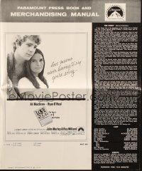 6p690 LOVE STORY pressbook '70 Ali MacGraw & Ryan O'Neal, directed by Arthur Hiller!