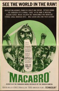 6p698 MACABRO pressbook '66 wild horror documentary, see the forbidden world in the raw!
