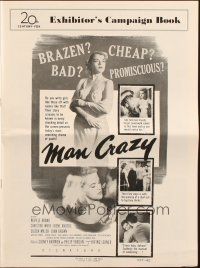 6p701 MAN CRAZY pressbook '53 artwork of sexy promiscuous bad girl Christine White!