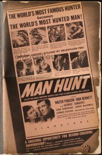 6p703 MAN HUNT pressbook '41 Walter Pidgeon, Joan Bennett, George Sanders, Fritz Lang