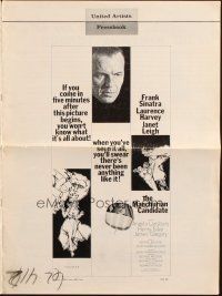 6p707 MANCHURIAN CANDIDATE pressbook '62 Frank Sinatra, Laurence Harvey, Janet Leigh, Frankenheimer