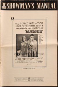 6p708 MARNIE pressbook '64 Sean Connery & Tippi Hedren in Alfred Hitchcock's suspenseful mystery!