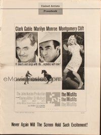6p719 MISFITS pressbook '61 Gable, sexy Marilyn Monroe, Clift, Huston, contains Hirschfeld art!
