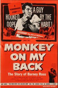 6p724 MONKEY ON MY BACK pressbook '57 Cameron Mitchell chooses woman over dope & kicks the habit!