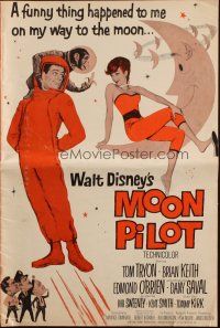 6p726 MOON PILOT pressbook '62 Disney, Tom Tryon, Dany Saval, wacky space man and moon girl art!