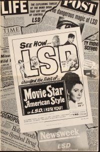 6p729 MOVIE STAR AMERICAN STYLE OR; LSD I HATE YOU pressbook '66 see how drugs change lives!