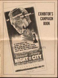 6p742 NIGHT & THE CITY pressbook '50 wrestling promoter Richard Widmark, Gene Tierney on phone!