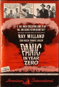 6p767 PANIC IN YEAR ZERO pressbook'62 Ray Milland, Jean Hagen, Frankie Avalon,orgy of looting & lust