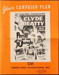 6p774 PERILS OF THE JUNGLE pressbook '53 Clyde Beatty in his great African adventure!