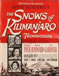 6p836 SNOWS OF KILIMANJARO pressbook '52 Gregory Peck, Susan Hayward & Ava Gardner in Africa!