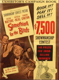 6p838 SOMETHING FOR THE BIRDS pressbook '52 Victor Mature, Patricia Neal, Edmund Gwenn!