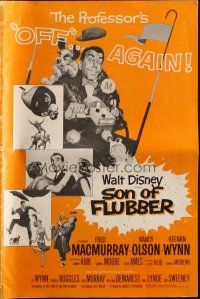 6p841 SON OF FLUBBER pressbook '63 Walt Disney, professor Fred MacMurray's off again!