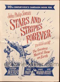 6p851 STARS & STRIPES FOREVER pressbook '53 Clifton Webb as band leader & composer John Philip Sousa