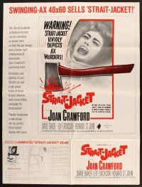 6p855 STRAIT-JACKET pressbook '64 crazy ax murderer Joan Crawford, directed by William Castle!