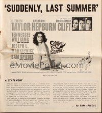 6p857 SUDDENLY, LAST SUMMER pressbook '60 artwork of super sexy Elizabeth Taylor in swimsuit!