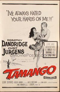 6p865 TAMANGO pressbook '59 sexy Dorothy Dandridge hates Curt Jurgens, interracial romance!