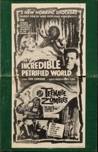 6p867 TEENAGE ZOMBIES/INCREDIBLE PETRIFIED WORLD pressbook '59 two horrific shockers!