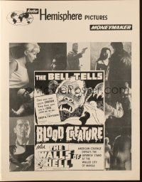 6p868 TERROR IS A MAN/WALLS OF HELL pressbook '60s Blood Creature + war in the Philippines!
