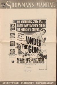 6p894 UNDER THE GUN pressbook '51 convict Richard Conte on the run, sexy Audrey Totter!
