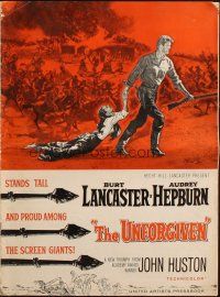 6p896 UNFORGIVEN pressbook '60 Burt Lancaster, Audrey Hepburn, directed by John Huston!