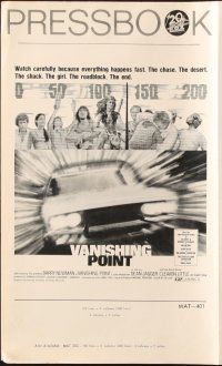 6p898 VANISHING POINT pressbook '71 car chase cult classic, you never had a trip like this before!