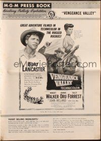 6p901 VENGEANCE VALLEY pressbook '51 art of Burt Lancaster holding Joanne Dru & pointing gun!