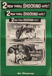 6p908 WASP WOMAN/BEAST FROM HAUNTED CAVE pressbook '59 fantastic horror/sci-fi double bill!