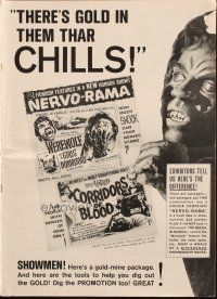 6p912 WEREWOLF IN A GIRLS' DORMITORY/CORRIDORS OF BLOOD pressbook '60s wild horror double-bill!