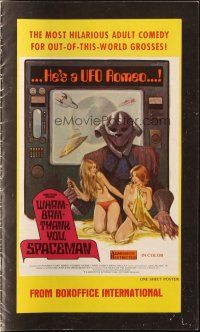 6p914 WHAM-BAM-THANK YOU SPACEMAN! pressbook '75 he's a UFO Romeo, wacky sci-fi sexploitation!